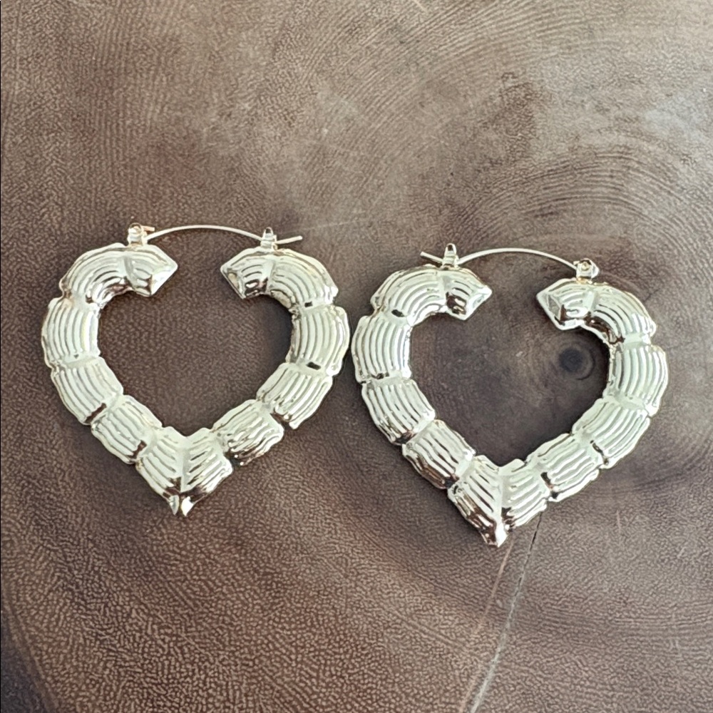 Gold Filled Style Heart Shaped Bamboo Earrings